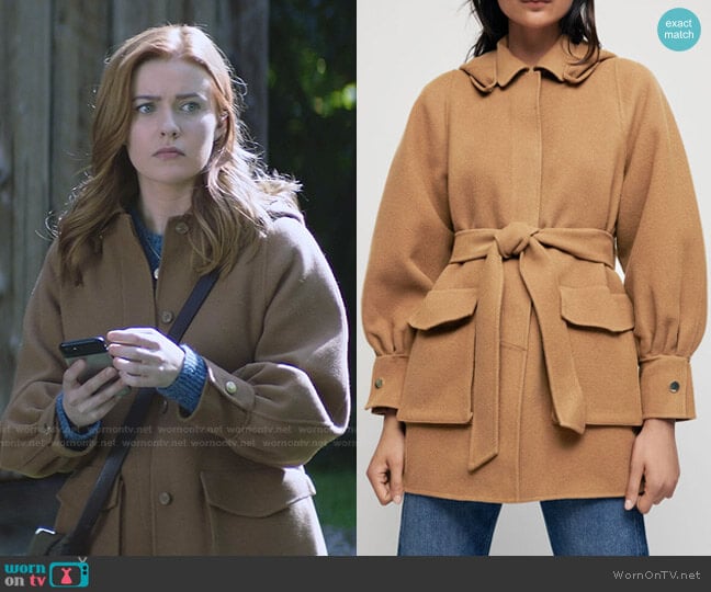Maje Galicol Wool Blend Coat worn by Nancy Drew (Kennedy McMann) on Nancy Drew