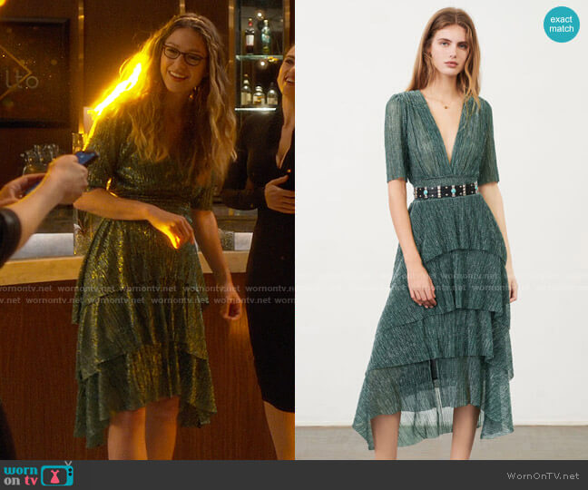 Maje Ruffine Dress worn by Kara Danvers (Melissa Benoist) on Supergirl