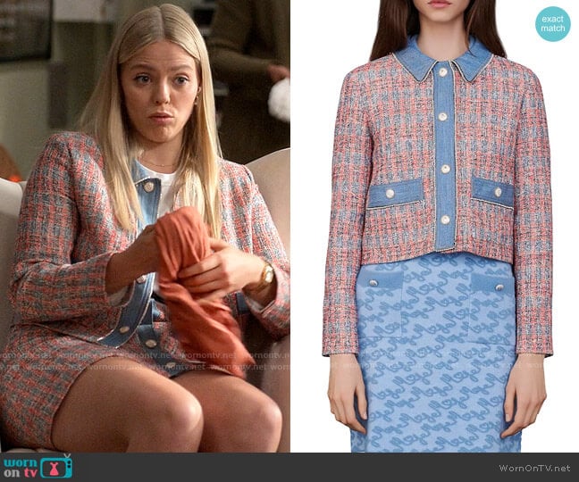 Maje Venise Tweed Jacket worn by Leighton Murray (Reneé Rapp) on The Sex Lives of College Girls