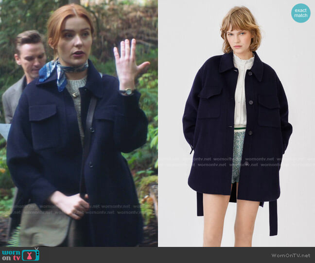Maje Wool Coat with Classic Collar worn by Nancy Drew (Kennedy McMann) on Nancy Drew