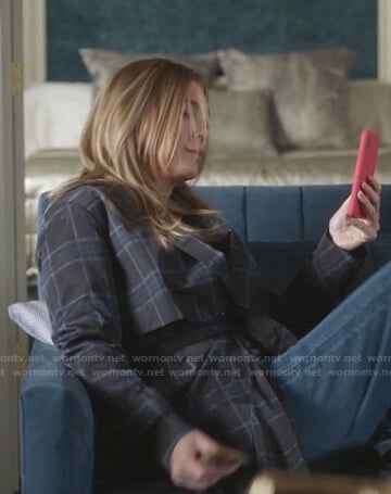 Meredith’s plaid trench coat on Greys Anatomy
