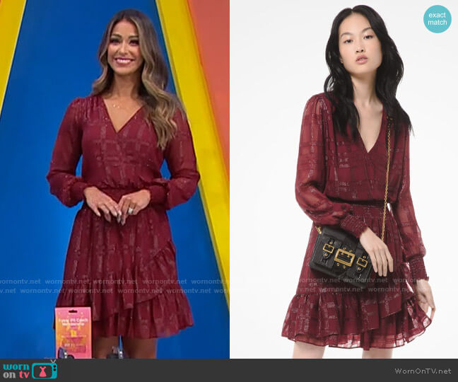 MICHAEL Michael Kors Plaid Ruffled Jacquard Mini Dress worn by Manuela Arbeláez on The Price is Right