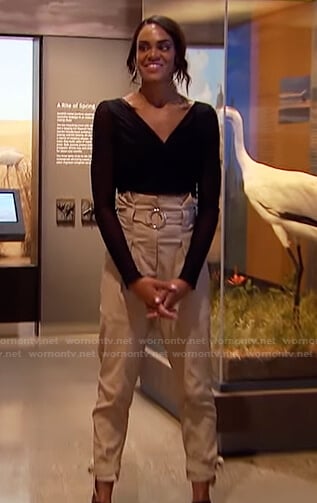 Michelle’s beige belted pants on The Bachelorette