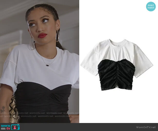 Micin Mock Two-Piece Short-Sleeve T-Shirt worn by Olivia Baker (Samantha Logan) on All American