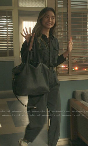 Molly’s black denim jumpsuit on Dexter New Blood
