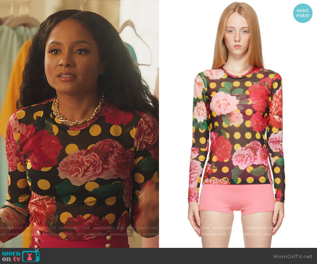 Molly Goddard Black Mesh Freddie Long Sleeve T-Shirt worn by Lauren Dupont (Rhyon Nicole Brown) on Our Kind of People