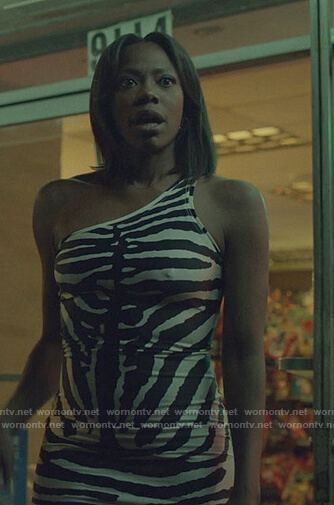 Molly’s one shoulder zebra stripe dress