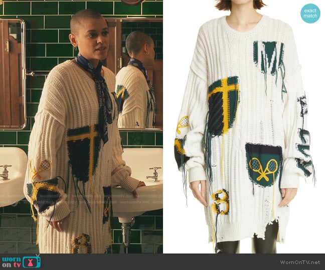Monse Inside Out Fisherman Sweater Dress worn by Julien Calloway (Jordan Alexander) on Gossip Girl
