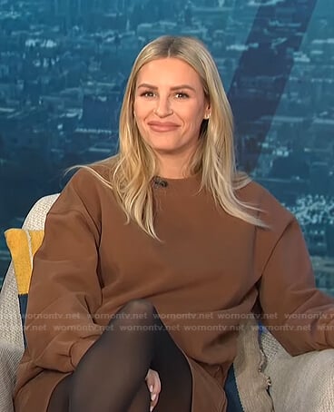 Morgan’s brown sweatshirt dress on E! News Daily pop