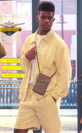 Munchy’s yellow striped jacket and shorts on Side Hustle