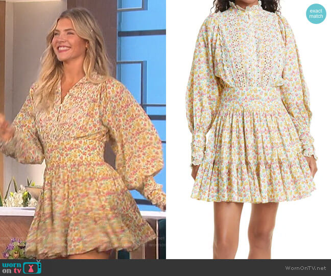 Bytimo Flower Garden Long Sleeve Cotton Minidress worn by Amanda Kloots on The Talk