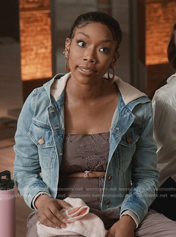 Naomi denim hooded jacket on Queens