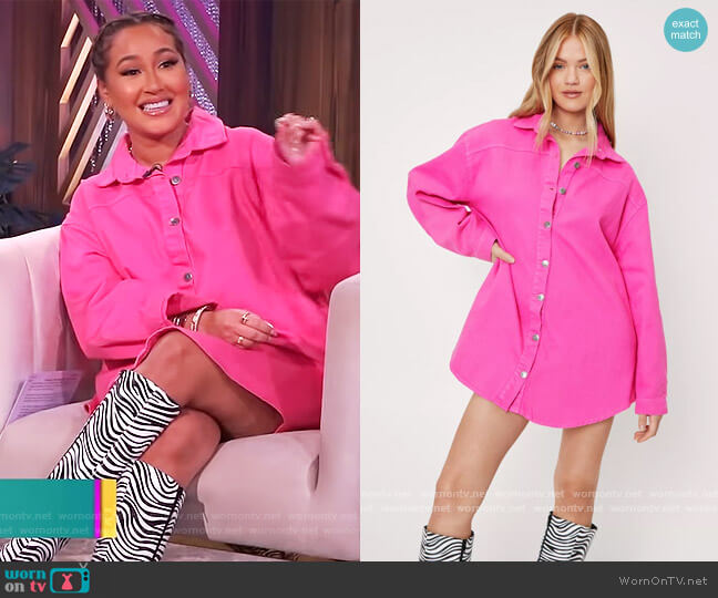 Nasty Gal Oversized Button Down Denim Shirt Dress worn by Adrienne Houghton on The Real