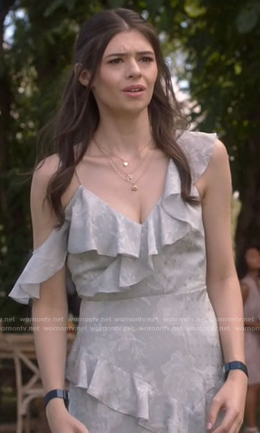 Nia’s asymmetric ruffled dress on Supergirl