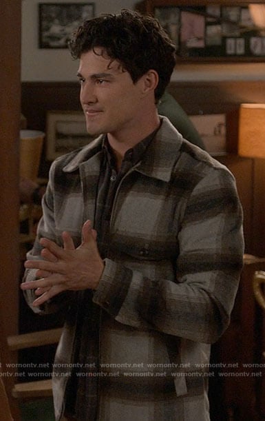 Nico’s plaid shirt jacket on The Sex Lives of College Girls