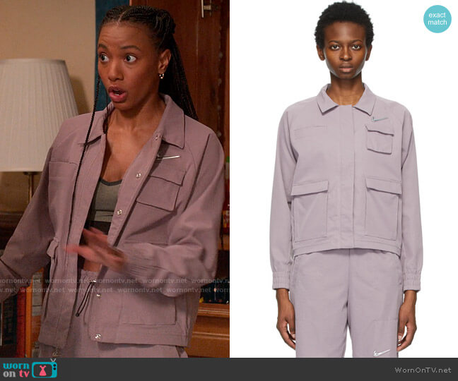 Nike Sportswear Swoosh Jacket worn by Whitney Chase (Alyah Chanelle Scott) on The Sex Lives of College Girls