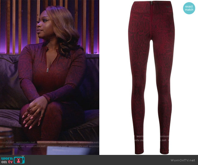 Nike Burgundy Snake Print High Waist Leggings worn by Jill (Naturi Naughton) on Queens