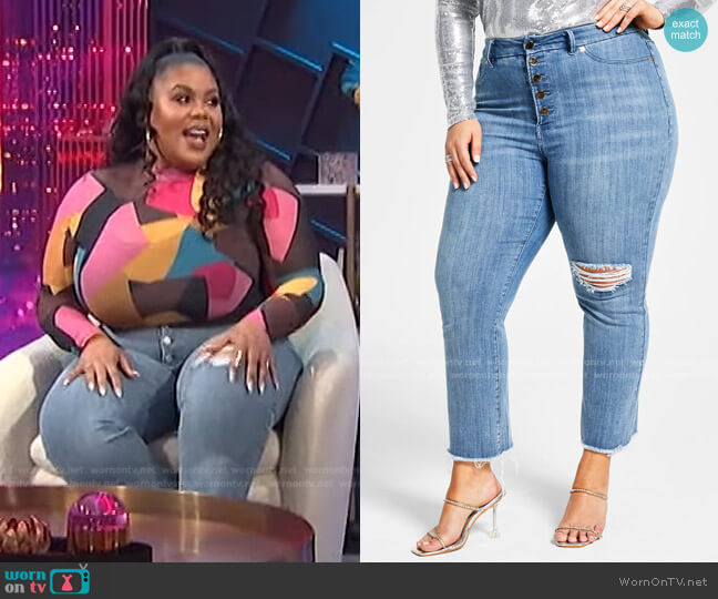 Nina Parker Trendy Plus Size Boyfriend Jeans worn by Nina Parker on E! News