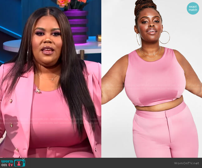 Nina Parker Trendy Plus Size Cropped Crewneck Tank Top worn by Nina Parker on E! News