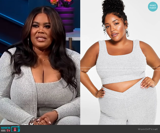 Nina Parker Trendy Plus Size Hacci Ribbed Bralette worn by Nina Parker on E! News