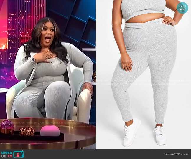 Nina Parker Trendy Plus Size Hacci Ribbed Leggings worn by Nina Parker on E! News