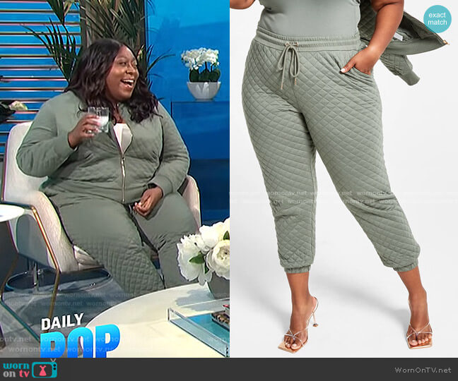 Nina Parker Trendy Plus Size Quilted Jogger Pants worn by Loni Love on E! News
