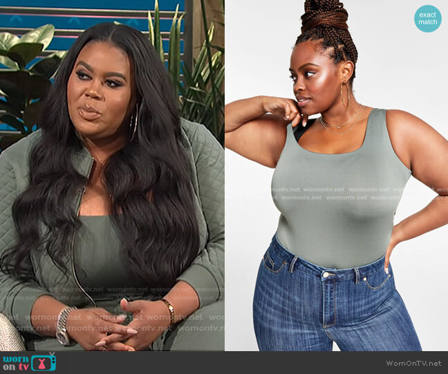 Nina Parker Trendy Plus Size Scoop-Neck Tank Bodysuit worn by Nina Parker on E! News
