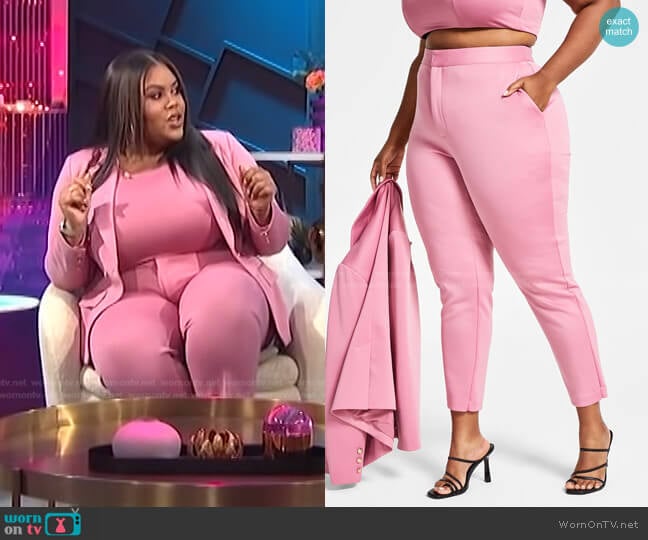 Nina Parker Trendy Plus Size Solid Scuba Pants worn by Nina Parker on E! News