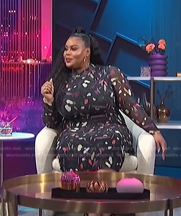Nina’s printed mesh dress on E! News Nightly Pop