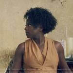 Nova’s camel v-neck midi dress on Queen Sugar