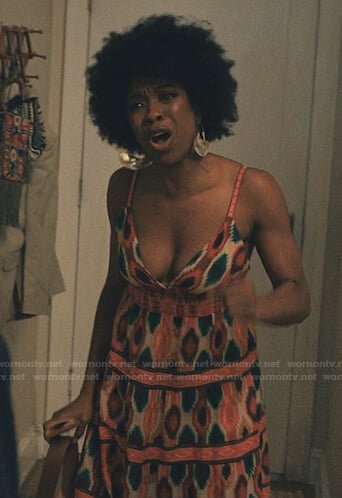 Ola’s mixed print midi dress on Love Life