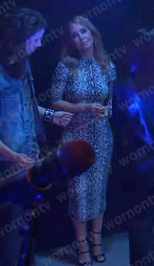Olivia’s gray snake skin print dress on General Hospital