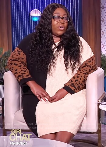 Loni’s mixed print sweater dress on The Real
