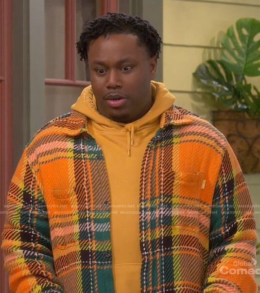 Marty’s orange plaid overshirt on The Neighborhood