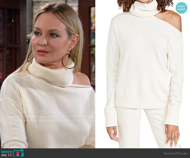 Paige Raundi Sweater in Ivory worn by Sharon Newman (Sharon Case) on The Young and the Restless