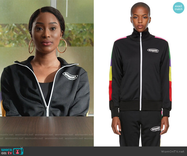 Palm Angels x Missoni colour block track jacket worn by Lauren Rice (Pepi Sonuga) on Queens