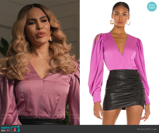 PatBO Plunge Bodysuit worn by Valeria (Nadine Velazquez) on Queens