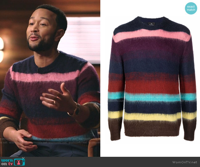 Paul Smith Artist-Stripe Knitted Kumper worn by John Legend on The Voice