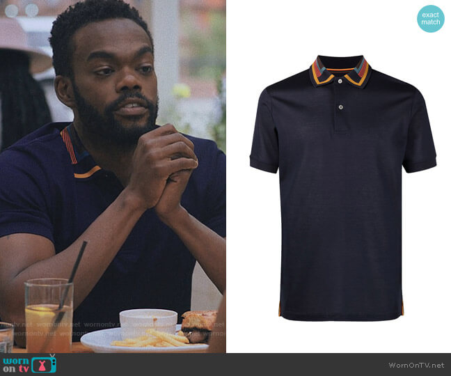 Paul Smith Striped Collar Polo Shirt worn by Marcus Watkins (William Jackson Harper) on Love Life