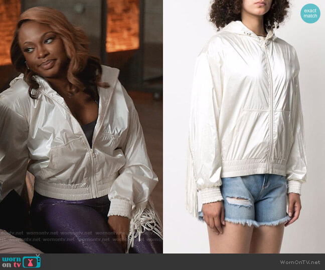 Pinko Fringe Trim Rain Jacket worn by Jill (Naturi Naughton) on Queens