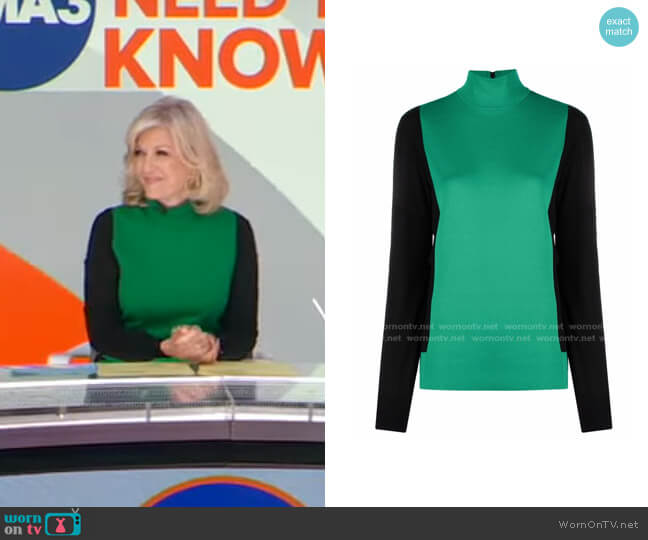 Plan C High-Neck Colorblock Knit Top