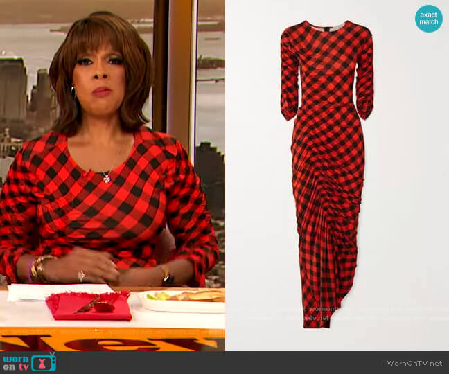 Preen By  Thornton Bregazzi Asymmetric Ruched Gingham Dress