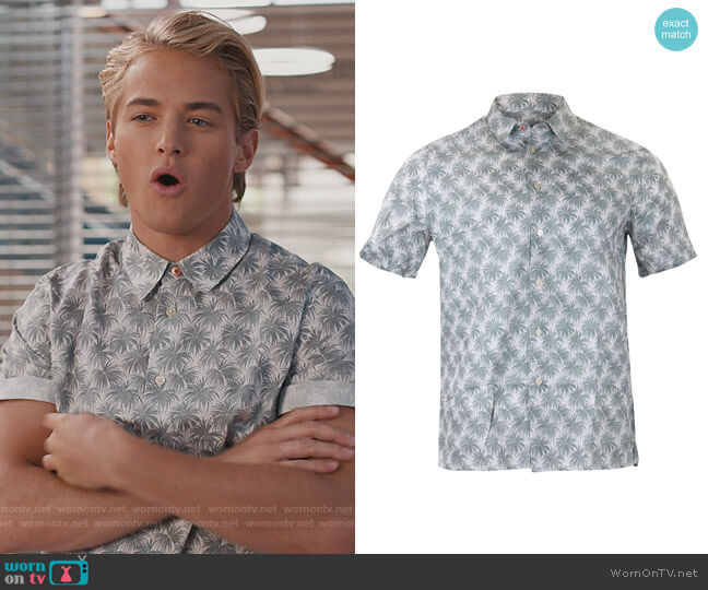 PS Paul Smith Palm Print Shirt worn by Mac Morris (Mitchell Hoog) on Saved By The Bell
