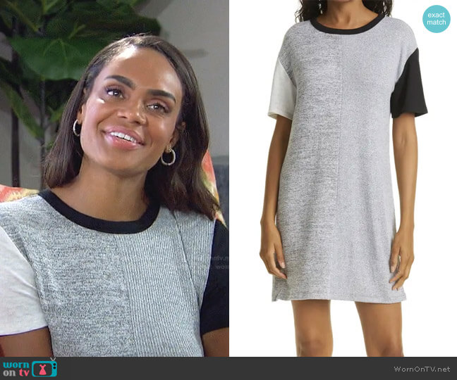 Rag & Bone The Knit Colorblock T-Shirt Dress worn by Michelle Young on The Bachelorette