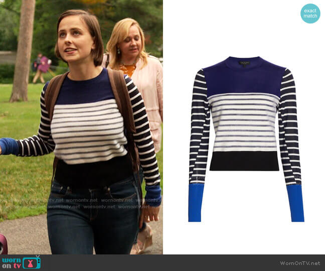Rag & Bone Marissa Contrast Stripe Sweater worn by Kimberly Finkle (Pauline Chalamet) on The Sex Lives of College Girls