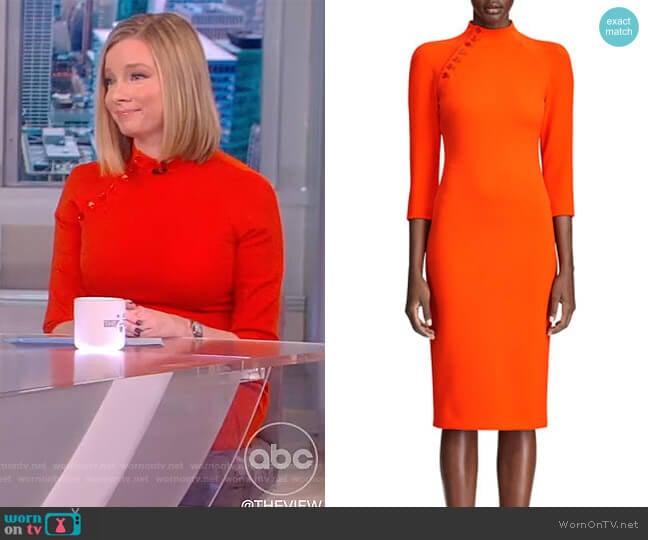 Ralph Lauren Matilda Button-Seamed Mock-Neck Dress