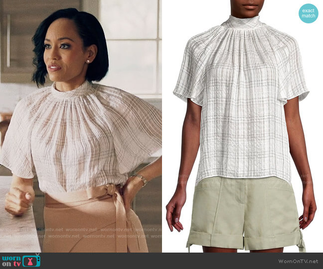 Rebecca Taylor Jules Plaid Short-Sleeve Silk Blouse worn by Charley Bordelon West (Dawn-Lyen Gardner) on Queen Sugar