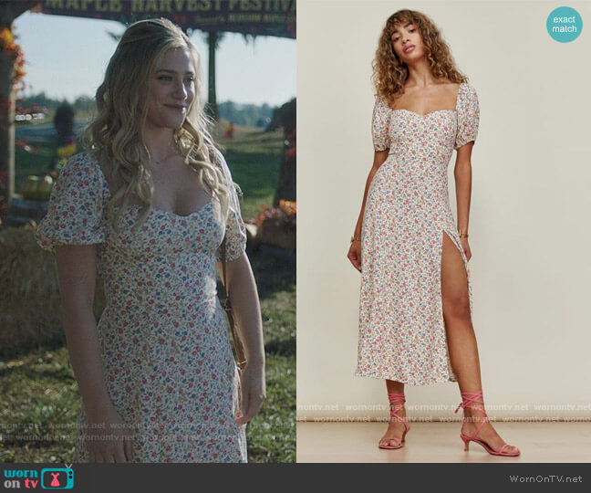 Reformation Mylah Dress worn by Betty Cooper (Lili Reinhart) on Riverdale
