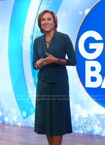 Robin’s green wrap midi dress on Good Morning America