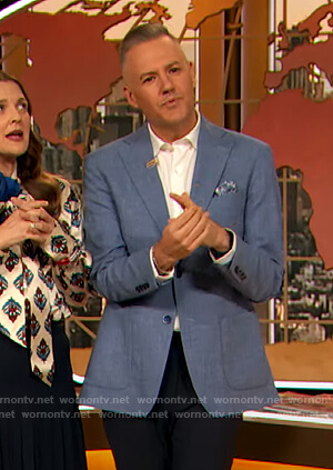 Ross’s blue blazer on The Drew Barrymore Show